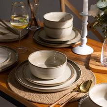Load image into Gallery viewer, AmorArc Ceramic Dinnerware Sets for 4, 12 Pieces Stoneware Plates and Bowls Sets, Scratch Resistant Dishes, Dishwasher &amp; Microwave Safe, Reactive Glaze-Cappuccino (Service for 4)
