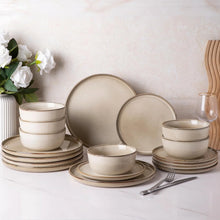 Load image into Gallery viewer, AmorArc Ceramic Dinnerware Sets for 6, 18 Pieces Stoneware Plates and Bowls Sets, Scratch Resistant Dishes, Dishwasher &amp; Microwave Safe, Reactive Glaze-Cappuccino (Service for 6)
