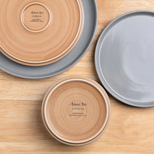 Load image into Gallery viewer, AmorArc Ceramic Dinnerware Set for 4 | Speckled Stoneware Plates and Bowls with unglazed terracotta | Scratch Resistant, Dishwasher &amp; Microwave Safe ,Service for 4 Dishes Set(12pcs),Gray
