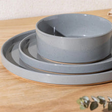 Load image into Gallery viewer, AmorArc Ceramic Dinnerware Set for 4 | Speckled Stoneware Plates and Bowls with unglazed terracotta | Scratch Resistant, Dishwasher &amp; Microwave Safe ,Service for 4 Dishes Set(12pcs),Gray
