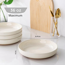 Load image into Gallery viewer, AmorArc 8.75'' Large Ceramic Pasta Bowls, 36oz Handpainted Stoneware Bowls Set of 4, Microwave&amp;Dishwasher Safe Bowls with Rustic Terracotta Underside for Pasta Salad, Light Beige
