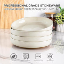 Load image into Gallery viewer, AmorArc 8.75'' Large Ceramic Pasta Bowls, 36oz Handpainted Stoneware Bowls Set of 4, Microwave&amp;Dishwasher Safe Bowls with Rustic Terracotta Underside for Pasta Salad, Light Beige
