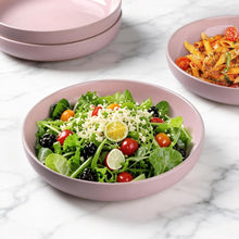 Load image into Gallery viewer, AmorArc 8.75'' Large Ceramic Pasta Bowls, 36oz Handpainted Stoneware Bowls Set of 4, Microwave&amp;Dishwasher Safe Bowls with Rustic Terracotta Underside for Pasta Salad, Cloud Pink
