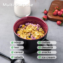 Load image into Gallery viewer, AmorArc Ceramic Soup Mugs with Lid, 24 oz Soup Cups with Hanlde for Coffee,Cereal,Salad,Noodles,Tea,Soup Bowls Cups,Microwave &amp;Dishwasher Safe, Set of 4, Multi-color with Vented lid
