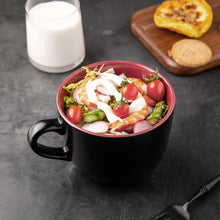 Load image into Gallery viewer, AmorArc Ceramic Soup Mugs with Lid, 24 oz Soup Cups with Hanlde for Coffee,Cereal,Salad,Noodles,Tea,Soup Bowls Cups,Microwave &amp;Dishwasher Safe, Set of 4, Red with Vented lid
