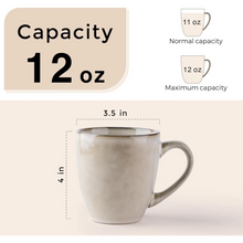 Load image into Gallery viewer, AmorArc Ceramic Coffee Mugs Set of 4, 12oz Stoneware Coffee Mugs Set For Dad Mom Women MEN, Light Weight Ceramic Coffee Cups for Latte/Tea/Beer/Hot Cocoa, Dishwasher &amp; Microwave Safe,Cappuccino

