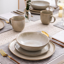 Load image into Gallery viewer, AmorArc Ceramic Dinnerware Sets,Handmade Reactive Glaze Stoneware Plates and Bowls Sets,Highly Scratch Resistant | Dishwasher &amp; Microwave Safe Dishes Set,Service for 12 (36pc)
