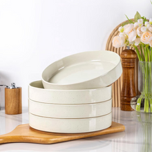 Load image into Gallery viewer, AmorArc 9.0" Large Ceramic Pasta Bowls, 32oz Handmade Speckled Stoneware Pasta Bowls Set of 4, Microwave &amp; Dishwasher Safe Bowls With Terracotta Underside for Fruit Pasta Salad-Beige
