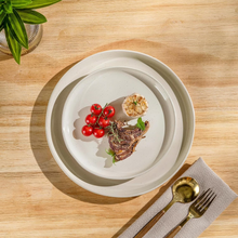 Load image into Gallery viewer, AmorArc Ceramic Dinnerware Sets for 8, 24 Pieces Handpainted Plates and Bowls Set with Rustic Terracotta Underside, Scratch Resistant Stoneware Dishes Set, Dishwasher &amp; Microwave Safe,Light Beige
