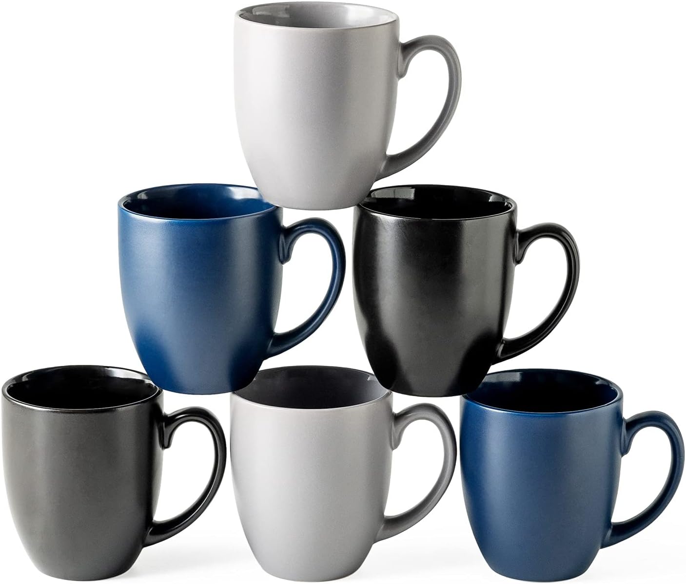 AmorArc 16oz Coffee Mugs Set of 6, Large Ceramic Coffee Mugs for Man,