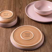Load image into Gallery viewer, AmorArc Ceramic Dinnerware Sets for 8, 24 Pieces Handpainted Speckled Plates and Bowls Set with Rustic Terracotta Underside, Scratch Resistant Stoneware Dishes Set, Dishwasher &amp; Microwave Safe, Pink

