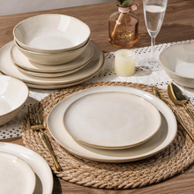 Load image into Gallery viewer, AmorArc Ceramic Dinnerware Sets,Handmade Reactive Glaze Stoneware Plates and Bowls Sets,Highly Scratch Resistant | Dishwasher &amp; Microwave Safe Dishes Set,Service for 4 (12pc)-Wheat
