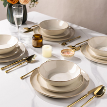 Load image into Gallery viewer, AmorArc Ceramic Dinnerware Sets,Handmade Reactive Glaze Stoneware Plates and Bowls Sets,Highly Scratch Resistant | Dishwasher &amp; Microwave Safe Dishes Set,Service for 4 (12pc)-Wheat
