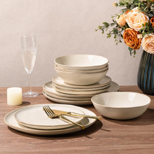 Load image into Gallery viewer, AmorArc Ceramic Dinnerware Sets,Handmade Reactive Glaze Stoneware Plates and Bowls Sets,Highly Scratch Resistant | Dishwasher &amp; Microwave Safe Dishes Set,Service for 6 (18pc)
