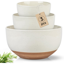 Load image into Gallery viewer, AmorArc Ceramic Mixing Bowls|Nesting Bowls Set of 3 for Kitchen|Stoneware Serving Bowls with Rustic Terracotta Underside for Mixing,Cooking,Baking,Salad| Microwave &amp; Dishwasher Safe 4.6/2.8/1.3 Qt
