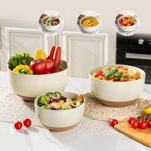 Load image into Gallery viewer, AmorArc Ceramic Mixing Bowls|Nesting Bowls Set of 3 for Kitchen|Stoneware Serving Bowls with Rustic Terracotta Underside for Mixing,Cooking,Baking,Salad| Microwave &amp; Dishwasher Safe 4.6/2.8/1.3 Qt
