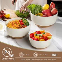 Load image into Gallery viewer, AmorArc Ceramic Mixing Bowls|Nesting Bowls Set of 3 for Kitchen|Stoneware Serving Bowls with Rustic Terracotta Underside for Mixing,Cooking,Baking,Salad| Microwave &amp; Dishwasher Safe 4.6/2.8/1.3 Qt
