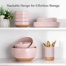Load image into Gallery viewer, AmorArc Ceramic Mixing Bowls|Nesting Bowls Set of 3 for Kitchen|Stoneware Serving Bowls with Rustic Terracotta Underside for Mixing,Cooking,Baking,Salad| Microwave &amp; Dishwasher Safe 4.6/2.8/1.3 Qt
