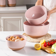 Load image into Gallery viewer, AmorArc Ceramic Mixing Bowls|Nesting Bowls Set of 3 for Kitchen|Stoneware Serving Bowls with Rustic Terracotta Underside for Mixing,Cooking,Baking,Salad| Microwave &amp; Dishwasher Safe 4.6/2.8/1.3 Qt
