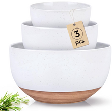Load image into Gallery viewer, AmorArc Ceramic Mixing Bowls|Nesting Bowls Set of 3 for Kitchen|Stoneware Serving Bowls with Rustic Terracotta Underside for Mixing,Cooking,Baking,Salad| Microwave &amp; Dishwasher Safe 4.6/2.8/1.3 Qt
