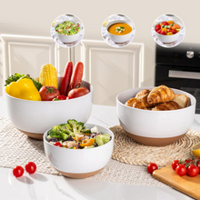 Load image into Gallery viewer, AmorArc Ceramic Mixing Bowls|Nesting Bowls Set of 3 for Kitchen|Stoneware Serving Bowls with Rustic Terracotta Underside for Mixing,Cooking,Baking,Salad| Microwave &amp; Dishwasher Safe 4.6/2.8/1.3 Qt
