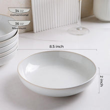 Load image into Gallery viewer, AmorArc 8.5'' Large Ceramic Pasta Bowls Set, 36oz Stoneware Pasta Serving Bowls Set of 6 for Kitchen, Wide Bowls for Pasta,Salad,Oatmeal, Microwave Safe, Reactive-Color

