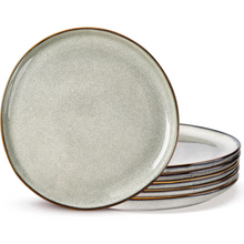 Load image into Gallery viewer, AmorArc Ceramic Plates Set of 6, 8.5 Inch Handmade Reactive Glaze Stoneware Plates set for Dessert, Salad, Appetizer, Dinner, Microwave &amp; Dishwasher Safe, Scratch Resistant-Green Wheat
