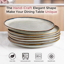 Load image into Gallery viewer, AmorArc Ceramic Plates Set of 6, 8.5 Inch Handmade Reactive Glaze Stoneware Plates set for Dessert, Salad, Appetizer, Dinner, Microwave &amp; Dishwasher Safe, Scratch Resistant-Green Wheat
