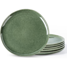 Load image into Gallery viewer, AmorArc Ceramic Plates Set of 6, 8.5 Inch Handmade Reactive Glaze Stoneware Plates set for Dessert, Salad, Appetizer, Dinner, Microwave &amp; Dishwasher Safe, Scratch Resistant-Gade Green

