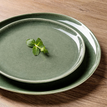 Load image into Gallery viewer, AmorArc Ceramic Plates Set of 6, 8.5 Inch Handmade Reactive Glaze Stoneware Plates set for Dessert, Salad, Appetizer, Dinner, Microwave &amp; Dishwasher Safe, Scratch Resistant-Gade Green
