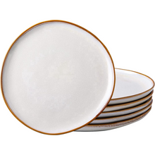 Load image into Gallery viewer, AmorArc Ceramic Plates Set of 6, 8.5 Inch Handmade Reactive Glaze Stoneware Plates set for Dessert, Salad, Appetizer, Dinner, Microwave &amp; Dishwasher Safe, Scratch Resistant-Pearl White
