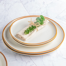 Load image into Gallery viewer, AmorArc Ceramic Plates Set of 6, 8.5 Inch Handmade Reactive Glaze Stoneware Plates set for Dessert, Salad, Appetizer, Dinner, Microwave &amp; Dishwasher Safe, Scratch Resistant-Pearl White
