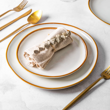Load image into Gallery viewer, AmorArc Ceramic Plates Set of 6, 8.5 Inch Handmade Reactive Glaze Stoneware Plates set for Dessert, Salad, Appetizer, Dinner, Microwave &amp; Dishwasher Safe, Scratch Resistant-Pearl White
