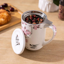 Load image into Gallery viewer, AmorArc Porcelain Tea Mug with Infuser and Lids, 18 Oz Cup Strainer Bag Holder for Loose Leaf Tea, Steeping Coffee Well-wrapped Box House-warming Wedding Birthday Gift, Pink
