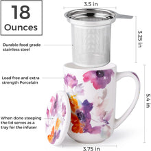 Load image into Gallery viewer, AmorArc Porcelain Tea Mug with Infuser and Lids, 18 Oz Cup Strainer Bag Holder for Loose Leaf Tea, Steeping Coffee Well-wrapped Box House-warming Wedding Birthday Gift, Anemone
