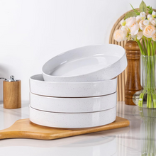 Load image into Gallery viewer, AmorArc 9.0" Large Ceramic Pasta Bowls, 32oz Handmade Speckled Stoneware Pasta Bowls Set of 4, Microwave &amp; Dishwasher Safe Bowls With Terracotta Underside for Fruit Pasta Salad-White
