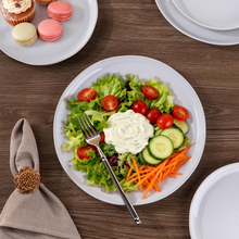 Load image into Gallery viewer, AmorArc Ceramic Dinnerware Sets for 6, 18 Pieces Handpainted Plates and Bowls Set with Rustic Terracotta Underside, Scratch Resistant Stoneware Dishes Set, Dishwasher &amp; Microwave Safe, White
